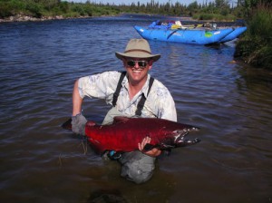 Flyfishing float trips in Alaska's Bristol Bay area fpr Rainbow trout, grayling, char and all 5 species of Pacific salmon