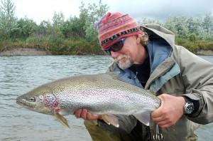 Fly fishing Alaska's Enchanted Lake Lodge for the best rainbow trout fishing in Alaska.