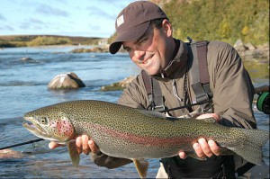 Fly fishing Alaska's Enchanted Lake Lodge for the best rainbow trout fishing in Alaska.