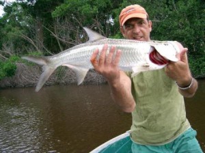 Fly fishing in Venezuela for tarpon at Rio Chio.